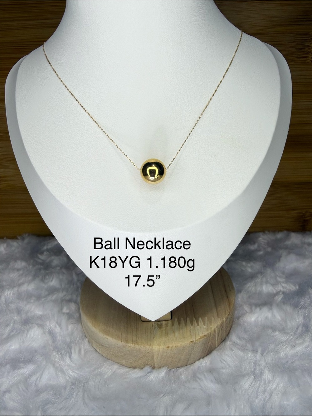 18K Yellow Gold Ball Pendant Necklace - Elegant Gold Sphere